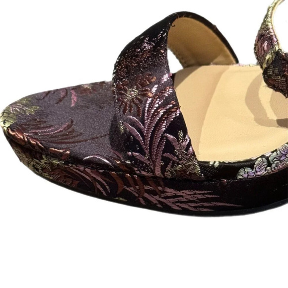 NWT Forever 21 Floral Embroidered Block  Heels Women's Size 10 Glam Black Purple - Picture 6 of 13